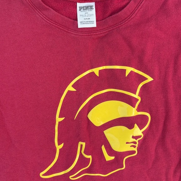 Victoria's Secret PINK USC Trojans Side Zip Sweatshirt Red Gold Women Small - Picture 3 of 4